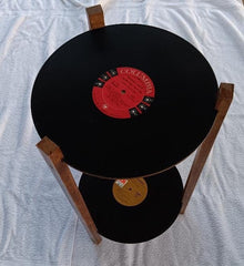Record Side Table with Two Shelves