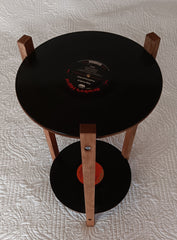 Record Side Table with Two Shelves