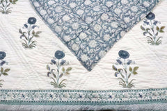 Blue and White Hand Block Printed Cotton Quilt