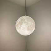 Hanging Moon Lamp with Multiple Colors, 10-inch Diameter, Plug-in Pendant Light, 3D Printed, Real NASA Imaging