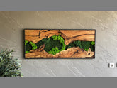 Moss and Wood Wall Art, Natural Wood & Moss Wall Decor for Home, Rustic Greenery Decor
