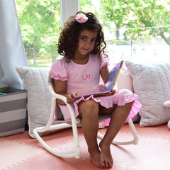 Personalized Kids Rocking Chair – Folding Toddler Chair for Outdoor & Indoor – Custom Name Gift – Portable Child Rocker – USA Made – Denim