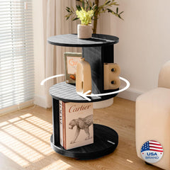 Mid Century Modern Round Side Table: 3-Tier MDF Accent Table
