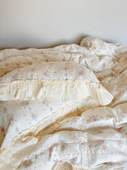 Ruffle Floral Double Gauze Cotton Duvet Cover Set, Pegycrafts X Six Lans