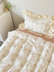 Ruffle Floral Double Gauze Cotton Duvet Cover Set, Pegycrafts X Six Lans