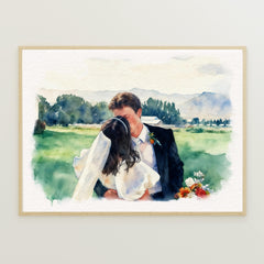 Custom Hand-Drawn Watercolor Portrait From Photo, Couple Proposal gift, Gift for Boyfriend, Wedding Gift, Engagement gift, Anniversary Gift