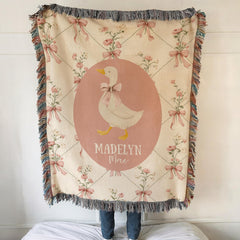 Personalized Floral Goose Baby Blanket Baby Goose Woven Blanket Goose Nursery Decor Custom Baby Blanket Floral Baby Shower Goose Baby Gift