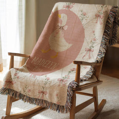 Personalized Floral Goose Baby Blanket Baby Goose Woven Blanket Goose Nursery Decor Custom Baby Blanket Floral Baby Shower Goose Baby Gift