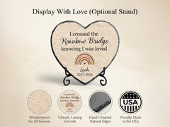 Crossed The Rainbow Bridge Memorial Plaque, Personalized Pet Loss Memorial Gift SD-30