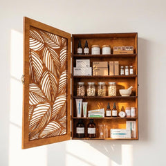 Wooden Bathroom Wall Cabinet, Wall Mounted Medicine Cabinet, Rustic Bathroom Storage Cabinet, Wall Cabinet With Door, Carved Wood Wall Cabinet