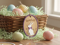 Personalized Easter Basket Tag, Custom Bunny Name Tag, Engraved Wooden Charm, Kids Easter Gift, Basket Charm, Kids Easter Gift