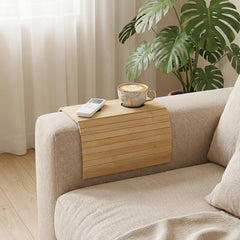 Wooden Sofa Armrest Table, Couch Table for Drinks, Remotes and Others