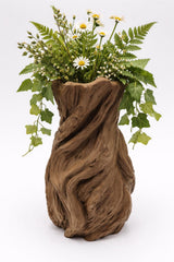 Twisted Wood-Look Vase, Tree Bark Texture, Fresh Flower Holder, Home Decor (3D Printed)