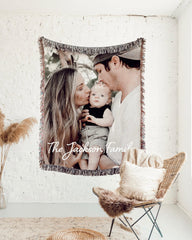 Custom Photo Woven Cotton Throw Blanket