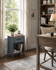 Nightstand with Drawer, Wood Bedside Table, Storage Cabinet