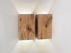 Reclaimed Oak Wall Lamp, Wooden Wall Sconce, Rustic Minimalist Light, Plug-in or Hardwired