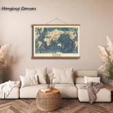 Vintage Ocean Floor World Map Print, Nautical Geography Wall Art, Historical Cartography Decor