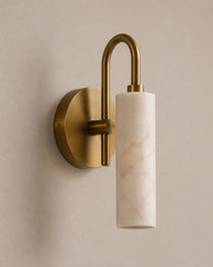 Alabaster Sconce, Brass Wall Sconce, Arched Wall Light, Luxury Bathroom Vanity Light, Handmade Bedside Lamp