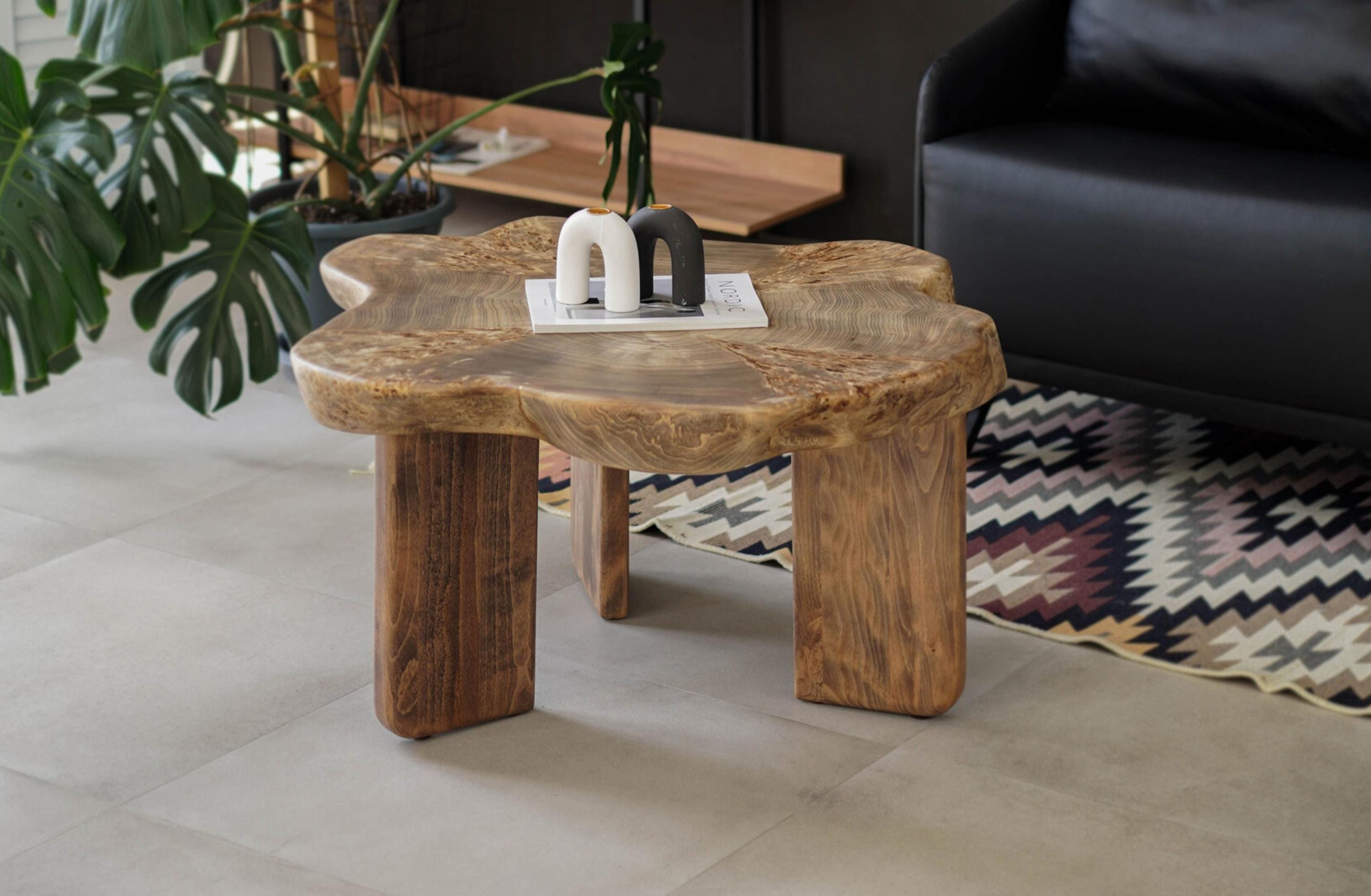 Natural Wood Side Table & Plant Stand