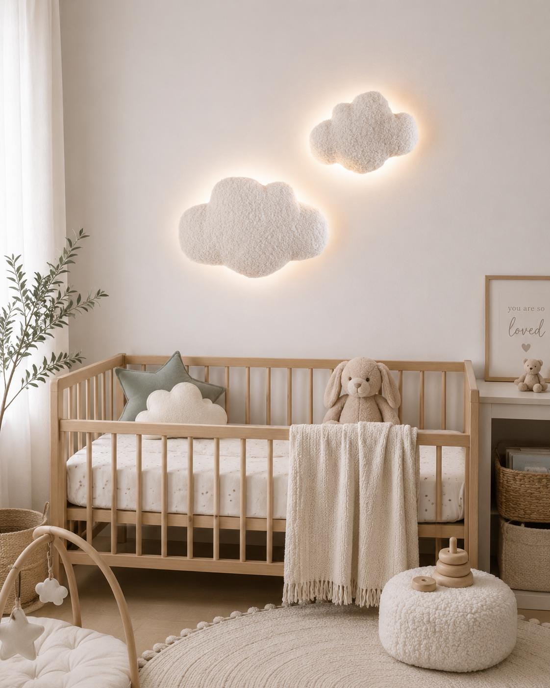 Bouclé Cloud Wall Light, Nursery Night Lamp, Kids Room Decor