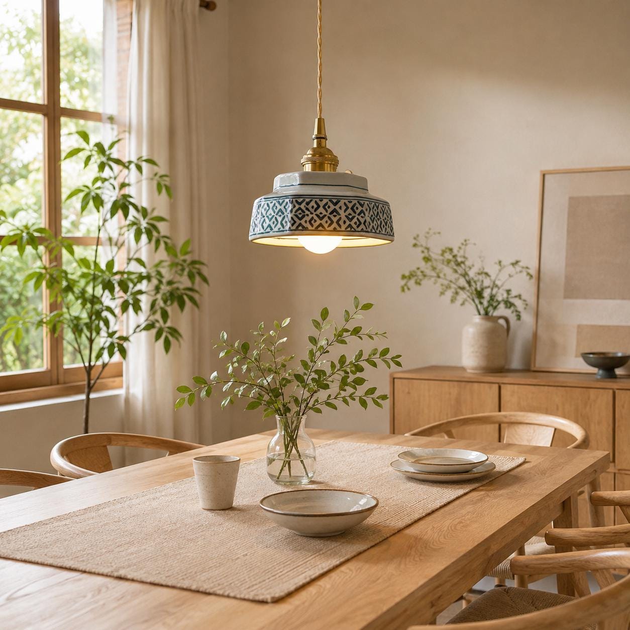 Japanese Pendant Light Retro Kitchen Fixture Ceiling Hanging Lamp Shade Ceramic Design Tea Room Lighting E27 Socket Bulb Dining Chandelier