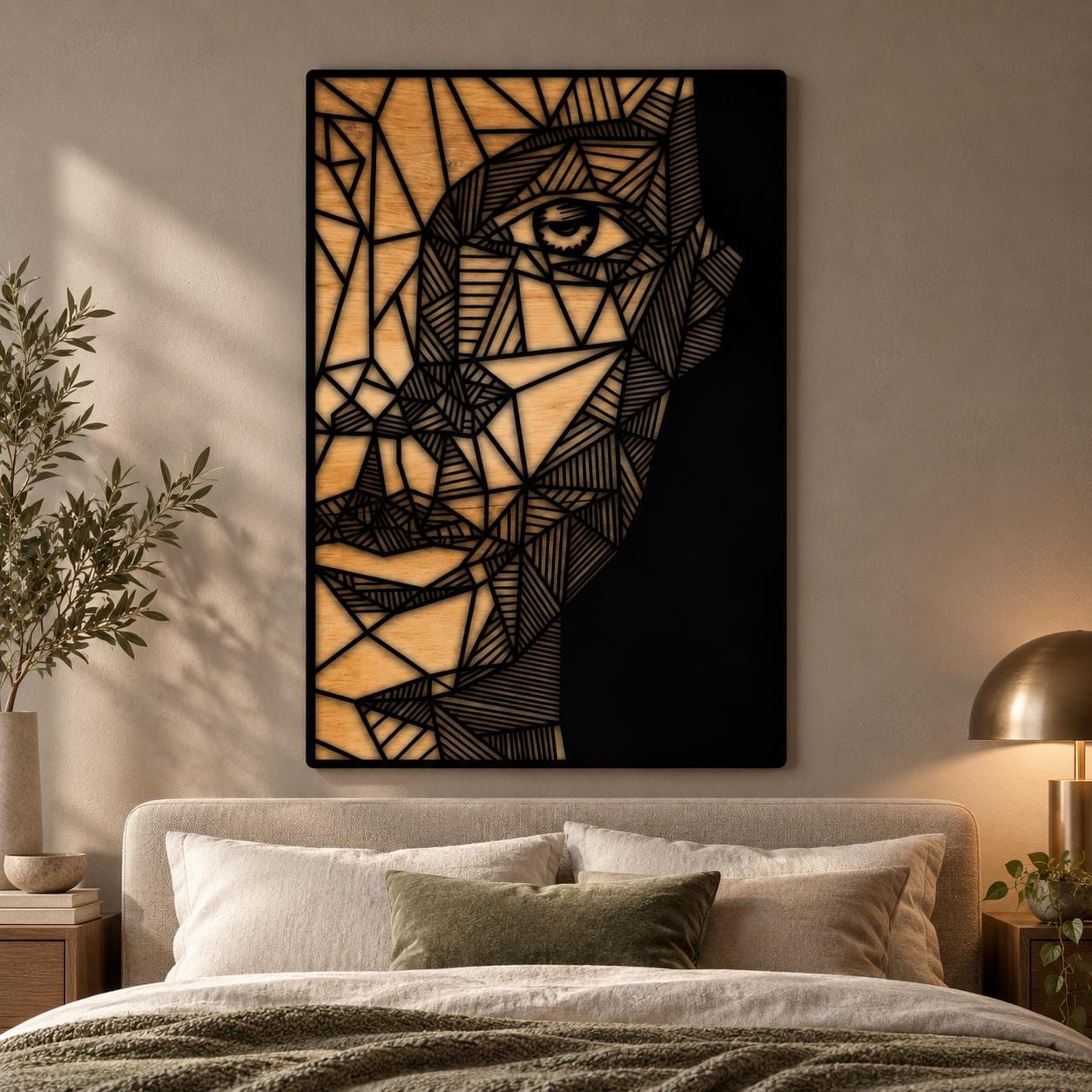 Abstract Woman Face Laser Cut File, Female Portrait Wall Art, Geometric Wooden Wall Panel, Minimalist Home Decor, CNC Digital Download LS130