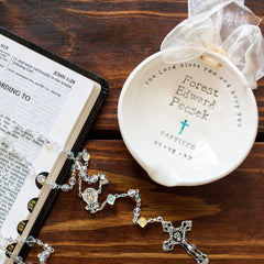 Baptism Gift Boy | Christening Gift from Godparent | Personalized Baptism Bowl for Godchild | Holy Water Bowl | Christian Pottery