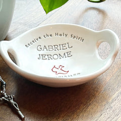 Personalized Confirmation Bowl, Holy Spirit Dove, Religious Gift
