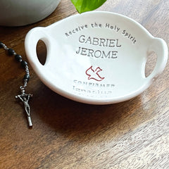 Personalized Confirmation Bowl, Holy Spirit Dove, Religious Gift