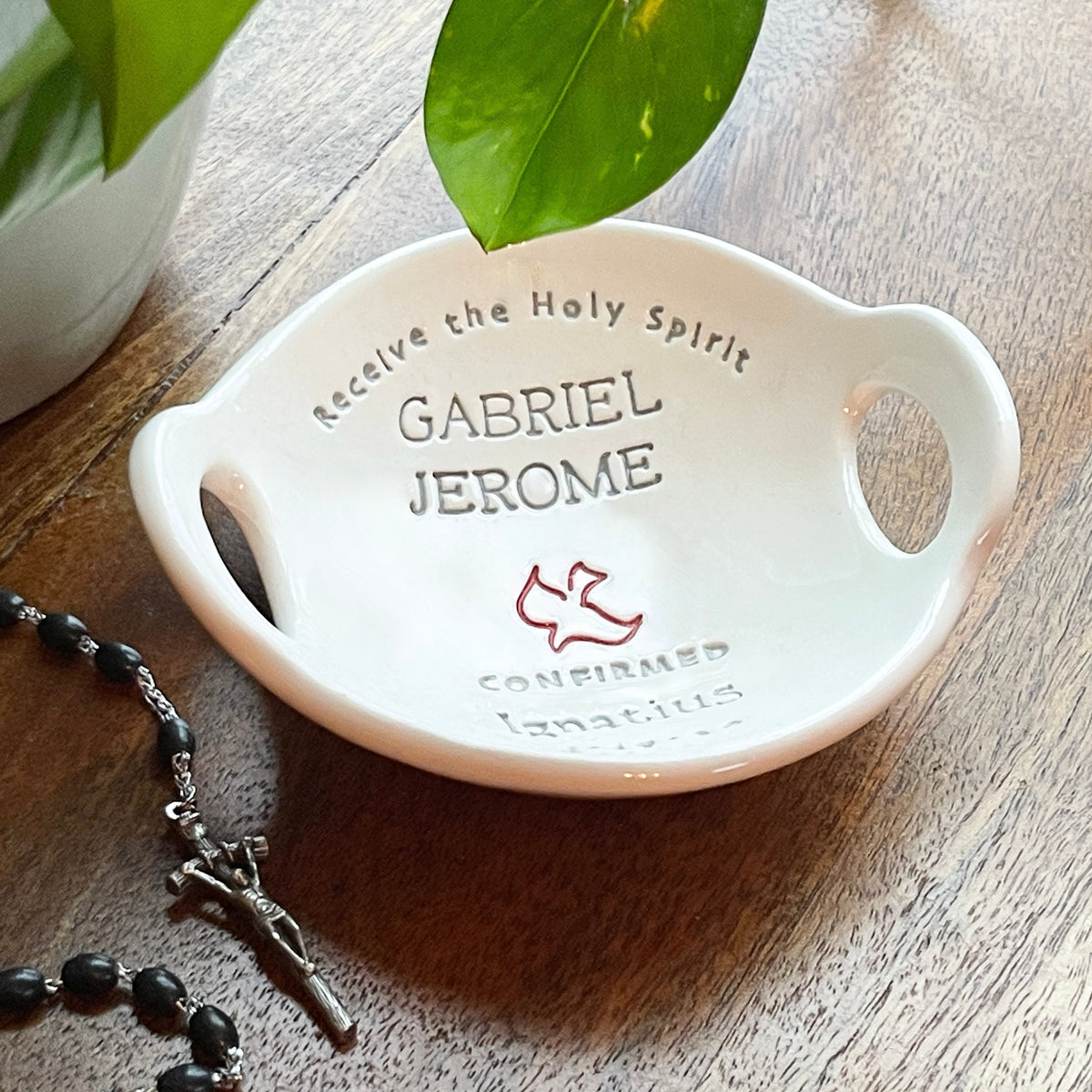 Personalized Confirmation Bowl, Holy Spirit Dove, Religious Gift