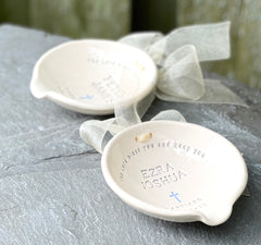 Baptism Gift Boy | Christening Gift from Godparent | Personalized Baptism Bowl for Godchild | Holy Water Bowl | Christian Pottery