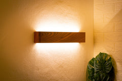 Walnut Minimalist Wooden Linear Wall Lamp, Wooden Wall Sconce, Walnut Wood Wall LED Light, Dimmable Industrial Sconce, 20x3x2 inches