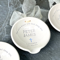 Baptism Gift Boy | Christening Gift from Godparent | Personalized Baptism Bowl for Godchild | Holy Water Bowl | Christian Pottery