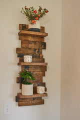 Whiskey Barrel Wall Shelf - Reclaimed Wood Decor