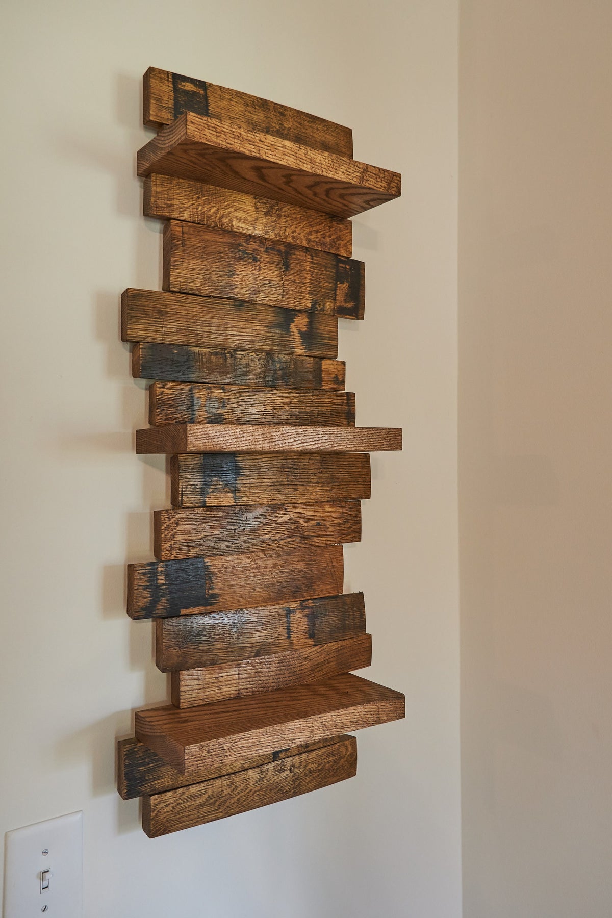 Whiskey Barrel Wall Shelf - Reclaimed Wood Decor