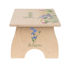Toddler Step Stool, Floral Step Stool for Kids, Personalized Childrens Wood Step Stool, Flower Girl Gift, Kids Furniture, Bathroom Stool