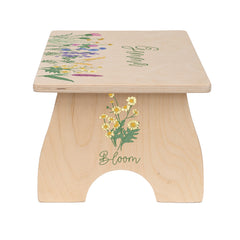 Toddler Step Stool, Floral Step Stool for Kids, Personalized Childrens Wood Step Stool, Flower Girl Gift, Kids Furniture, Bathroom Stool
