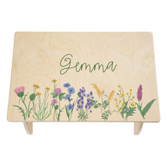 Toddler Step Stool, Floral Step Stool for Kids, Personalized Childrens Wood Step Stool, Flower Girl Gift, Kids Furniture, Bathroom Stool