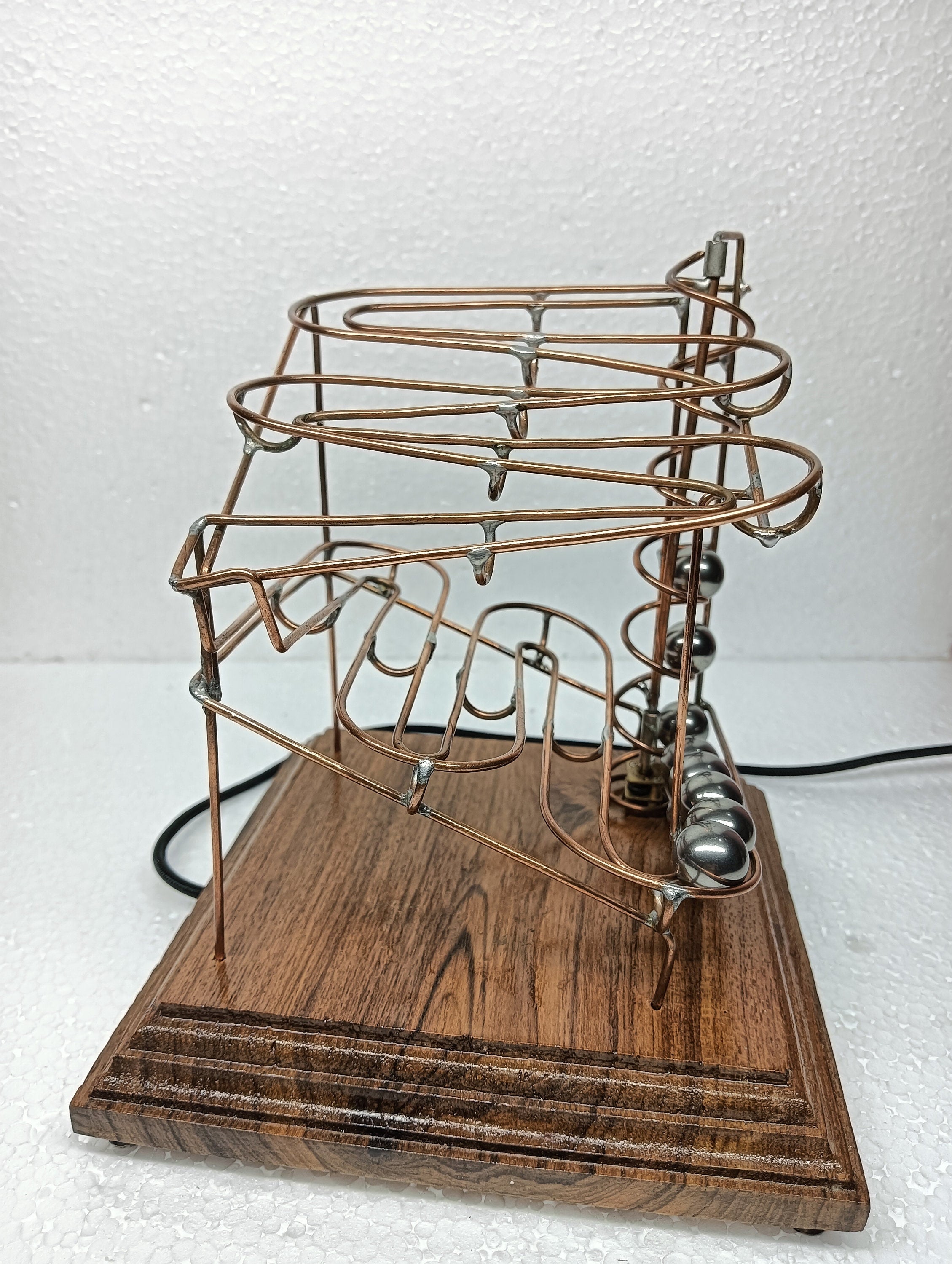 Handmade Copper Marble Machine: Kinetic Rolling Ball Sculpture