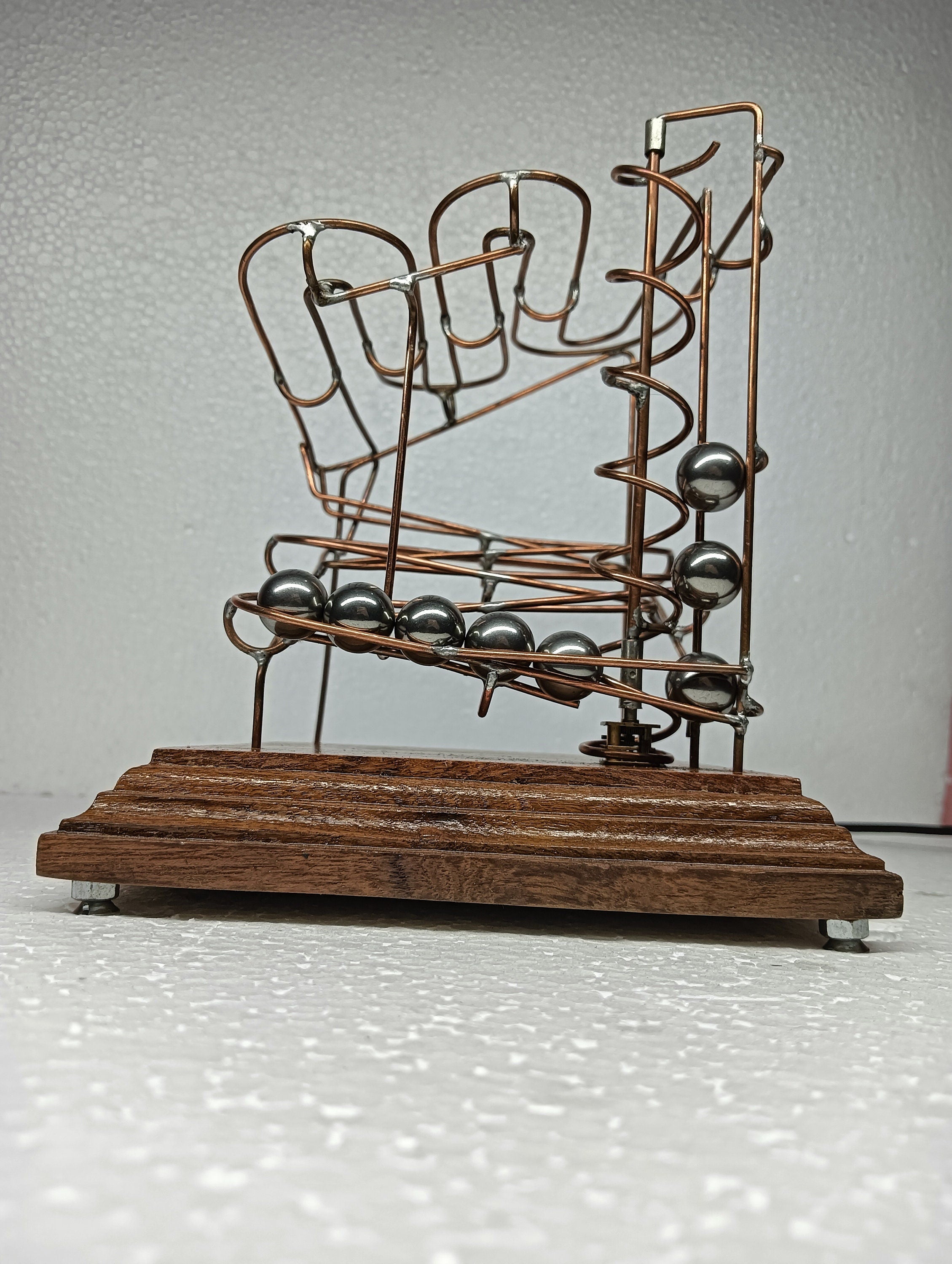Handmade Copper Marble Machine: Kinetic Rolling Ball Sculpture