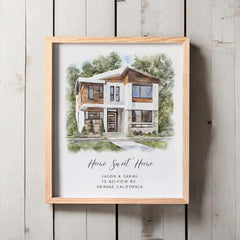 Watercolor Home Portrait, House Painting, Housewarming Gift, Home Sweet Home Sign, Realtor Gift