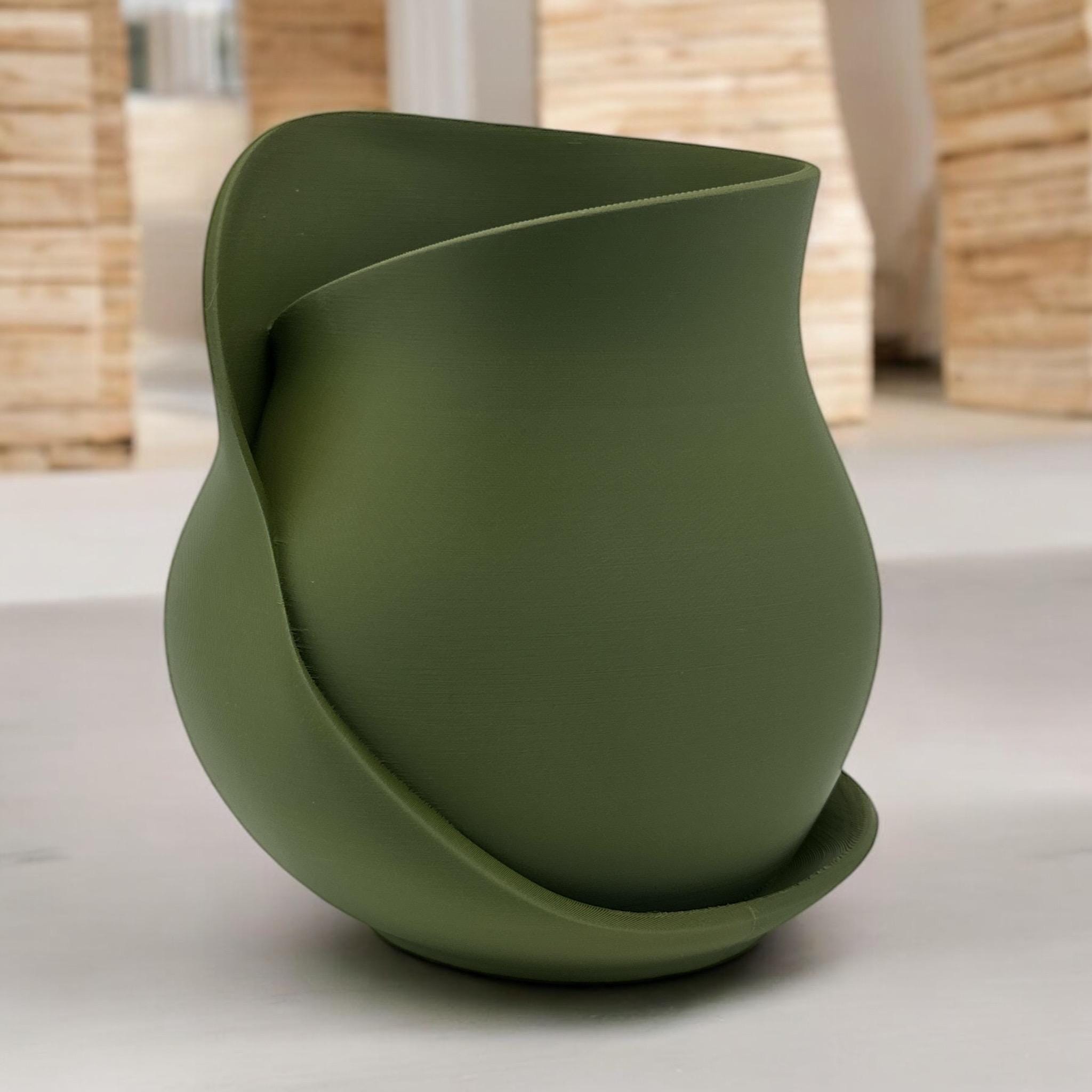 Twisted Ribbon Sculptural Vase Modern Abstract Centerpiece Home Decor Art Pottery Contemporary Minimalist Statement Piece