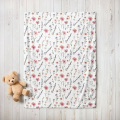 Personalized Wildflower Baby Blanket, Custom Baby Name Blanket, Newborn Girl Nursery Decor, Newborn Swaddle, Hospital Blanket, Gift for Baby