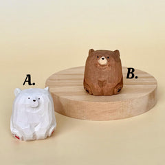 Hand Carved Wooden Bear Figurine, Wooden Cat Figurine, Wood Pet Figures, Home Decor, Forest Animal Decor, Eco-friendly decor, Gift for her