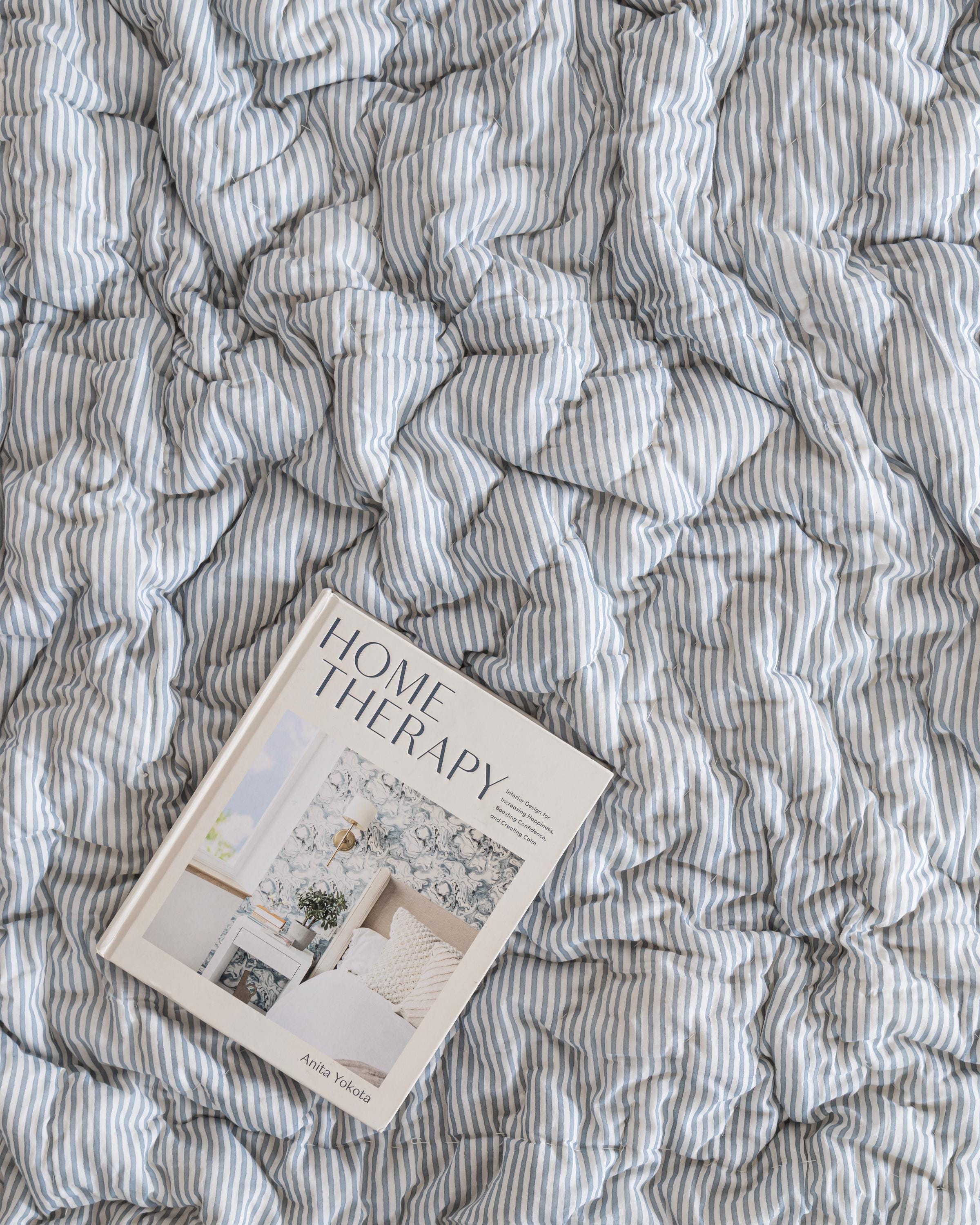 Dusty Blue Cotton Quilt, Indian Hand Block Printed Quilt Bedspread, Floral Printed Queen Comforter, Soft Summer Blanket, All Season Quilt