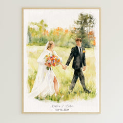 Custom Hand-Drawn Watercolor Portrait From Photo, Couple Proposal gift, Gift for Boyfriend, Wedding  Gift, Engagement gift, Anniversary Gift