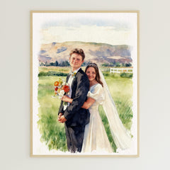 Custom Hand-Drawn Watercolor Portrait From Photo, Couple Proposal gift, Gift for Boyfriend, Wedding  Gift, Engagement gift, Anniversary Gift