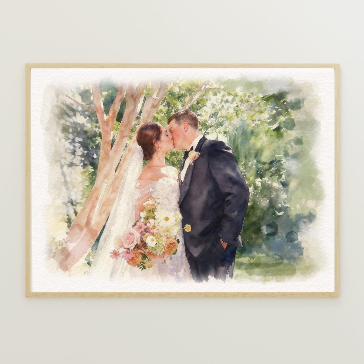 Custom Hand-Drawn Watercolor Portrait From Photo, Couple Proposal gift, Gift for Boyfriend, Wedding  Gift, Engagement gift, Anniversary Gift