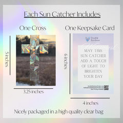 CROSS sun catcher for windows, religious sun catcher decal, Christian rainbow maker static cling sticker, Catholic rainbow window cling
