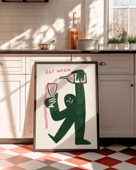 Funny Wine Wall Art, Kitchen Bar Decor, Say When Print, Bar Cart Poster